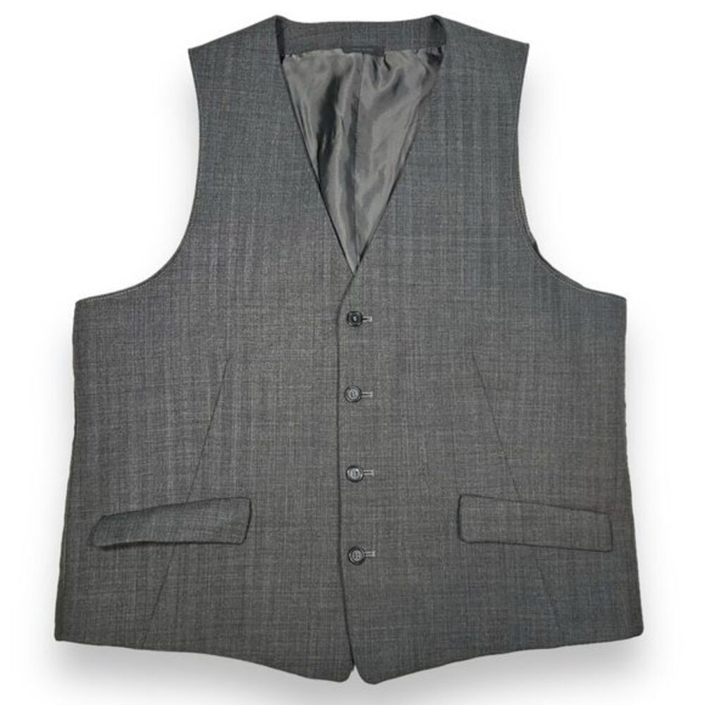 Jil Sander Virgin Wool Herringbone 4-Button Suit Vest Mens 52 (US 42) Grey